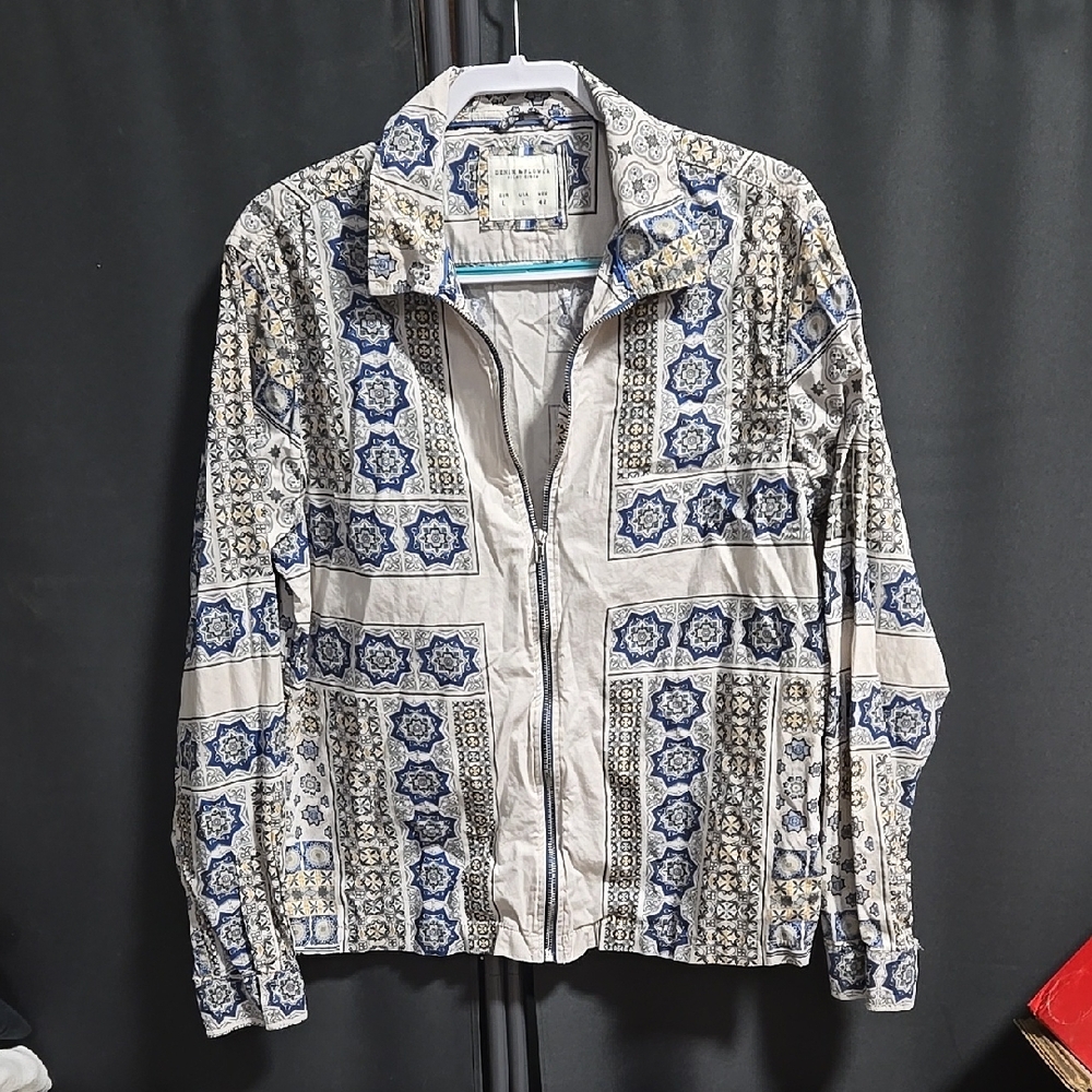 Blue and White Patterned Jacket